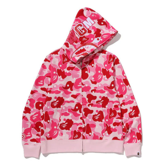 A BATHING APE BAPE ABC DOT SHARK FULL ZIP HOODIE PINK