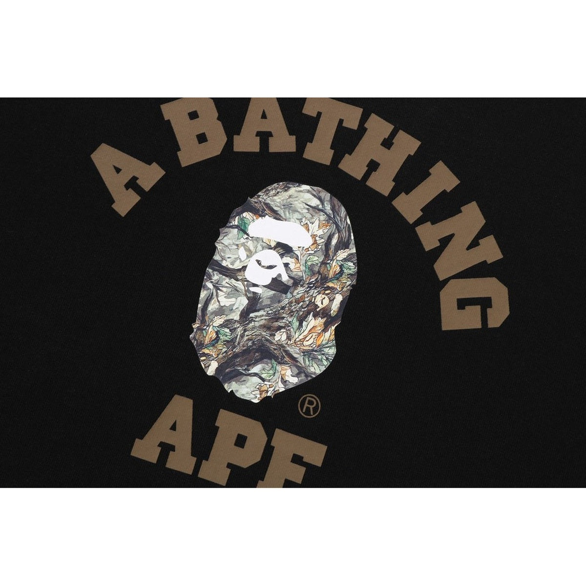 A BATHING APE BAPE TREE EDGE CAMO COLLEGE RELAXED FIT CREWNECK SWEAT SHIRT #1 BLACK
