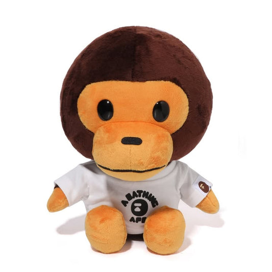 A BATHING APE BAPE Ladies' BABY MILO COLLEGE TEE PLUSH DOLL BROWN
