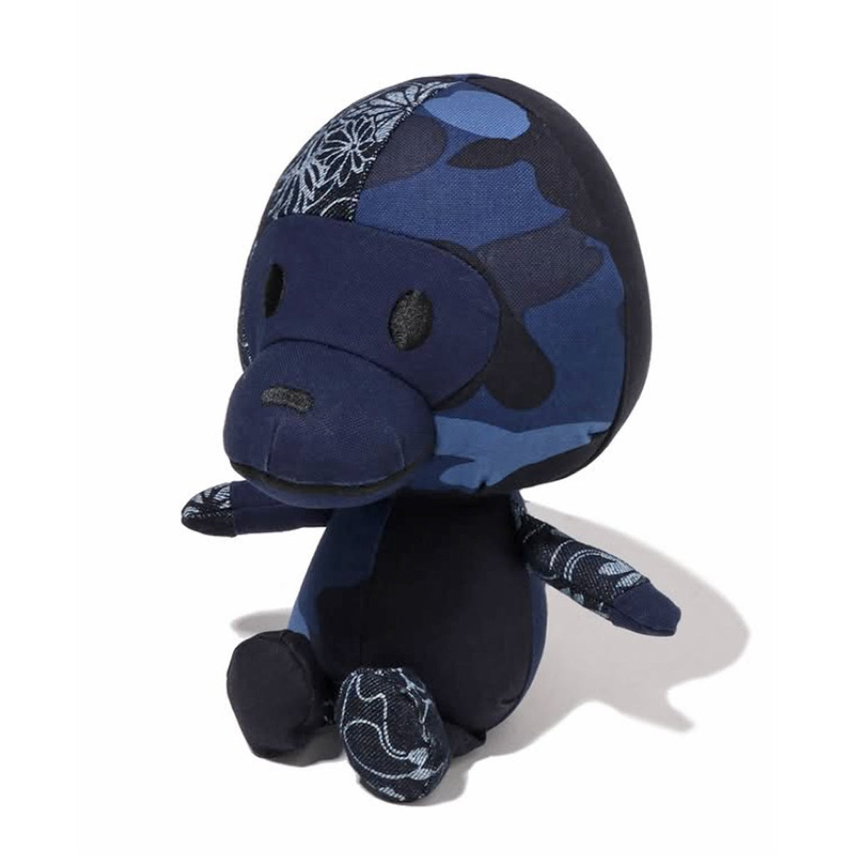 A BATHING APE BAPE PATCHWORK BABY MILO PLUSH DOLL NAVY