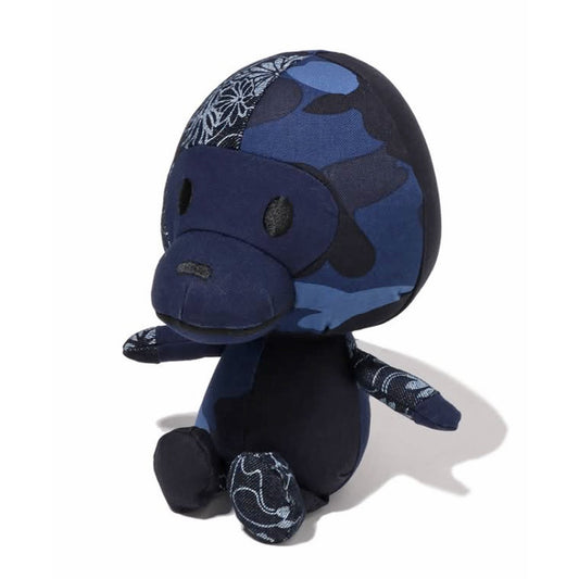 A BATHING APE BAPE PATCHWORK BABY MILO PLUSH DOLL NAVY