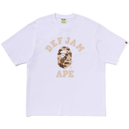A BATHING APE BAPE DEF JAM CAMO COLLEGE RELAXED FIT TEE WHITE
