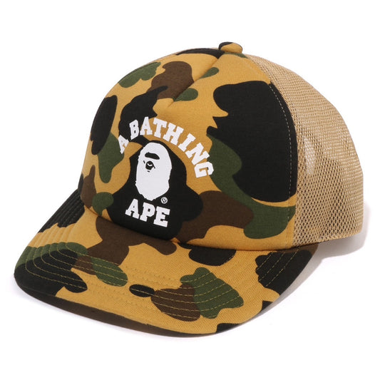 A BATHING APE BAPE 1ST CAMO COLLEGE MESH CAP YELLOW
