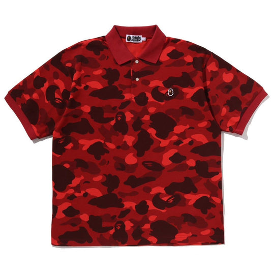 A BATHING APE BAPE COLOR CAMO ONE POINT RELAXED FIT POLO RED