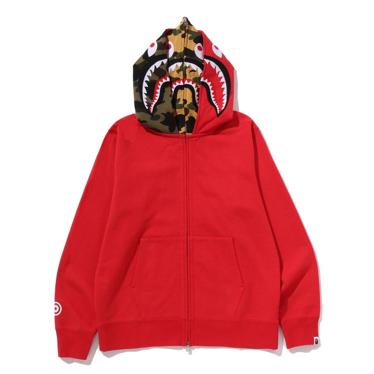 A BATHING APE BAPE SHARK FULL ZIP DOUBLE HOODIE RED