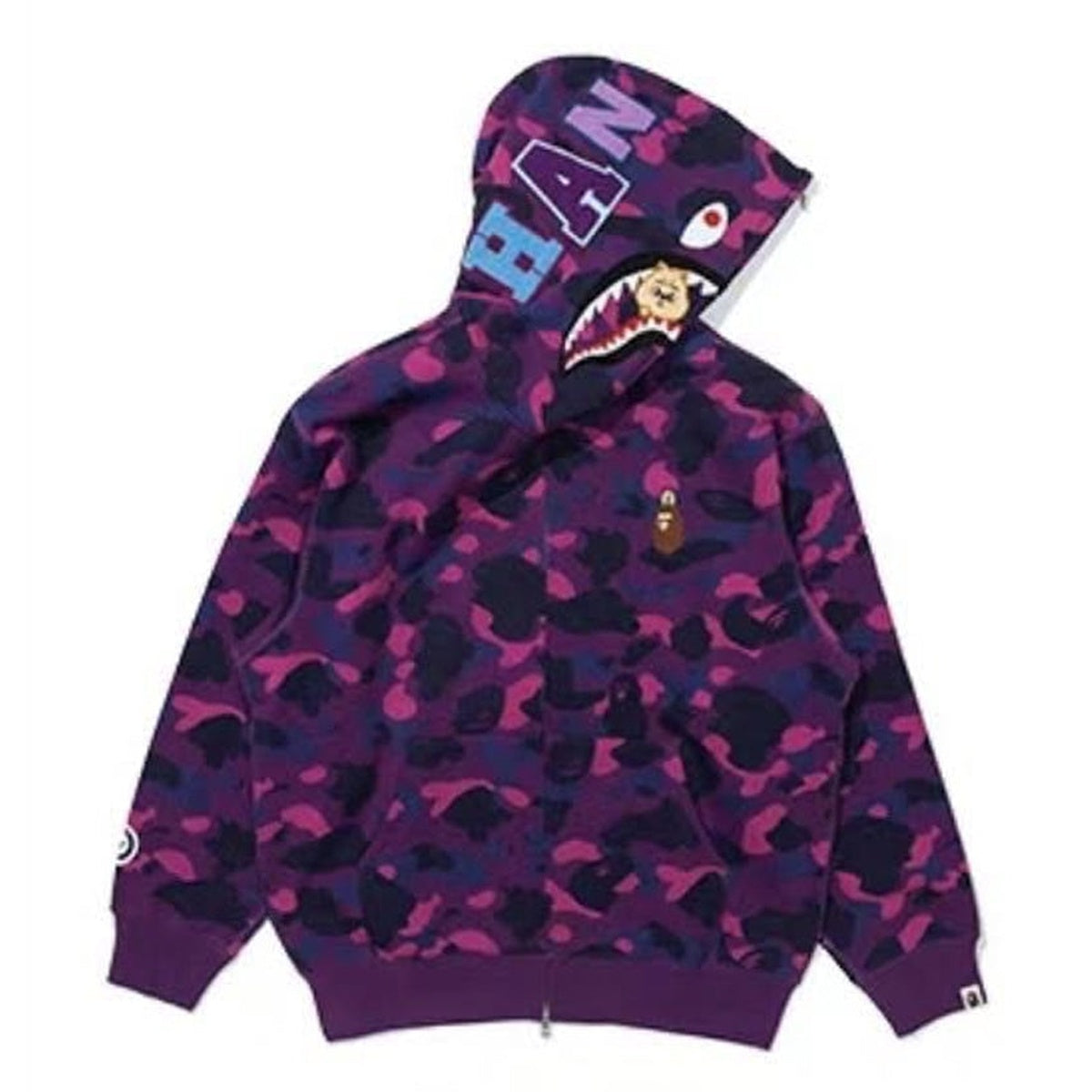 A BATHING APE BAPE STRAYKIDS HAN QUOKKA SHARK FULL ZIP HOODIE PURPLE