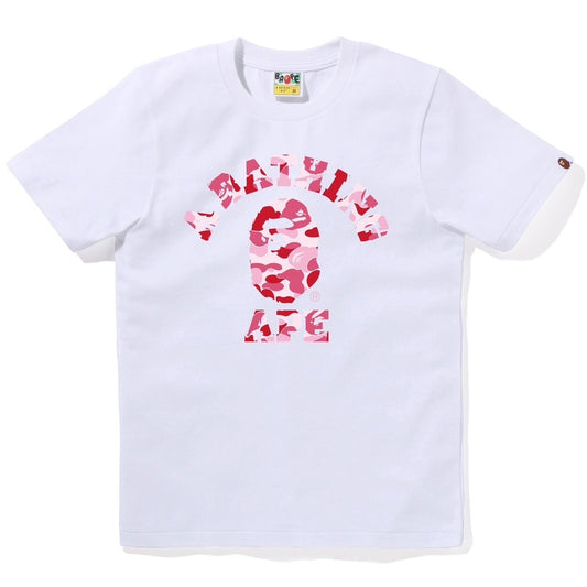 A BATHING APE BAPE Ladies' ABC CAMO COLLEGE TEE WHITE PINK