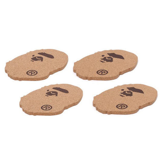 A BATHING APE BAPE APE HEAD CORK COASTER BEIGE