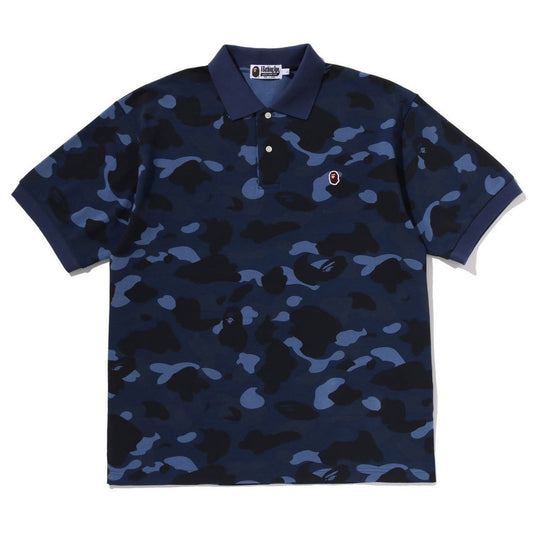 A BATHING APE BAPE COLOR CAMO ONE POINT RELAXED FIT POLO NAVY