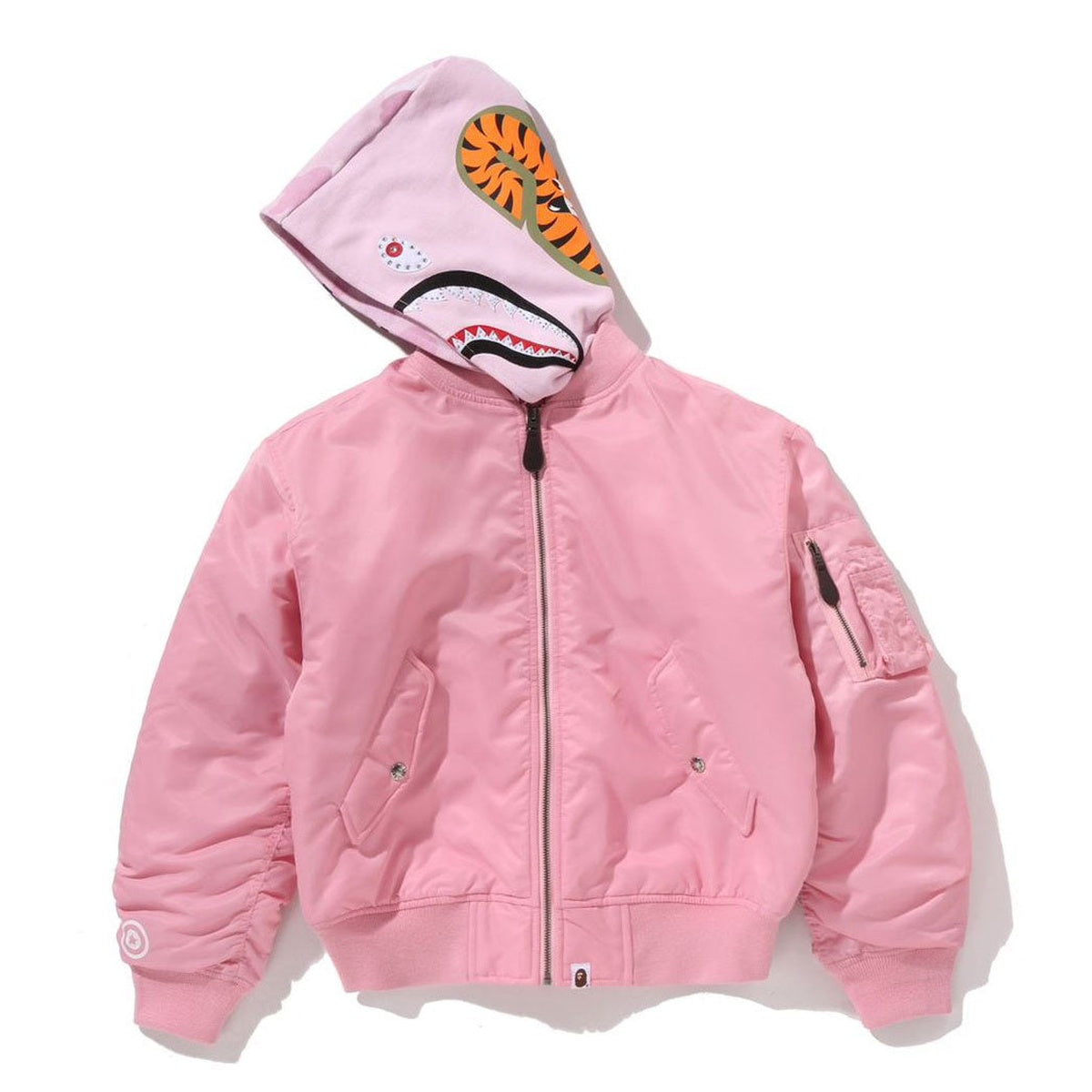 A BATHING APE BAPE Ladies' SHARK HOODIE MA-1 JACKET PINK