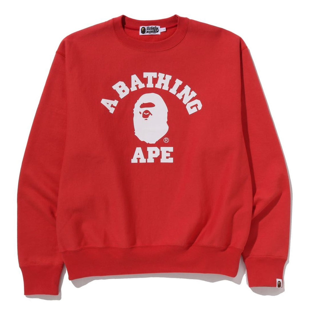 A BATHING APE BAPE CLASSIC COLLEGE CREWNECK SWEAT SHIRT RED