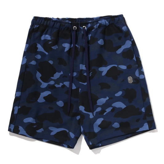 A BATHING APE BAPE COLOR CAMO METAL APE HEAD RELAXED FIT SWEAT SHORTS NAVY