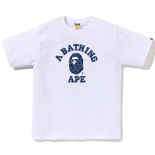 A BATHING APE BAPE JAPANESE CLOUD CAMO COLLEGE TEE WHITE