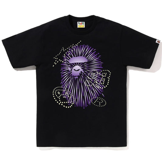 A BATHING APE BAPE FIREWORK APE HEAD TEE #1 BLACK