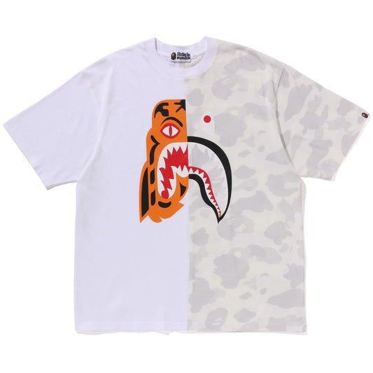 A BATHING APE BAPE CITY CAMO TIGER SHARK RELAXED FIT TEE WHITE