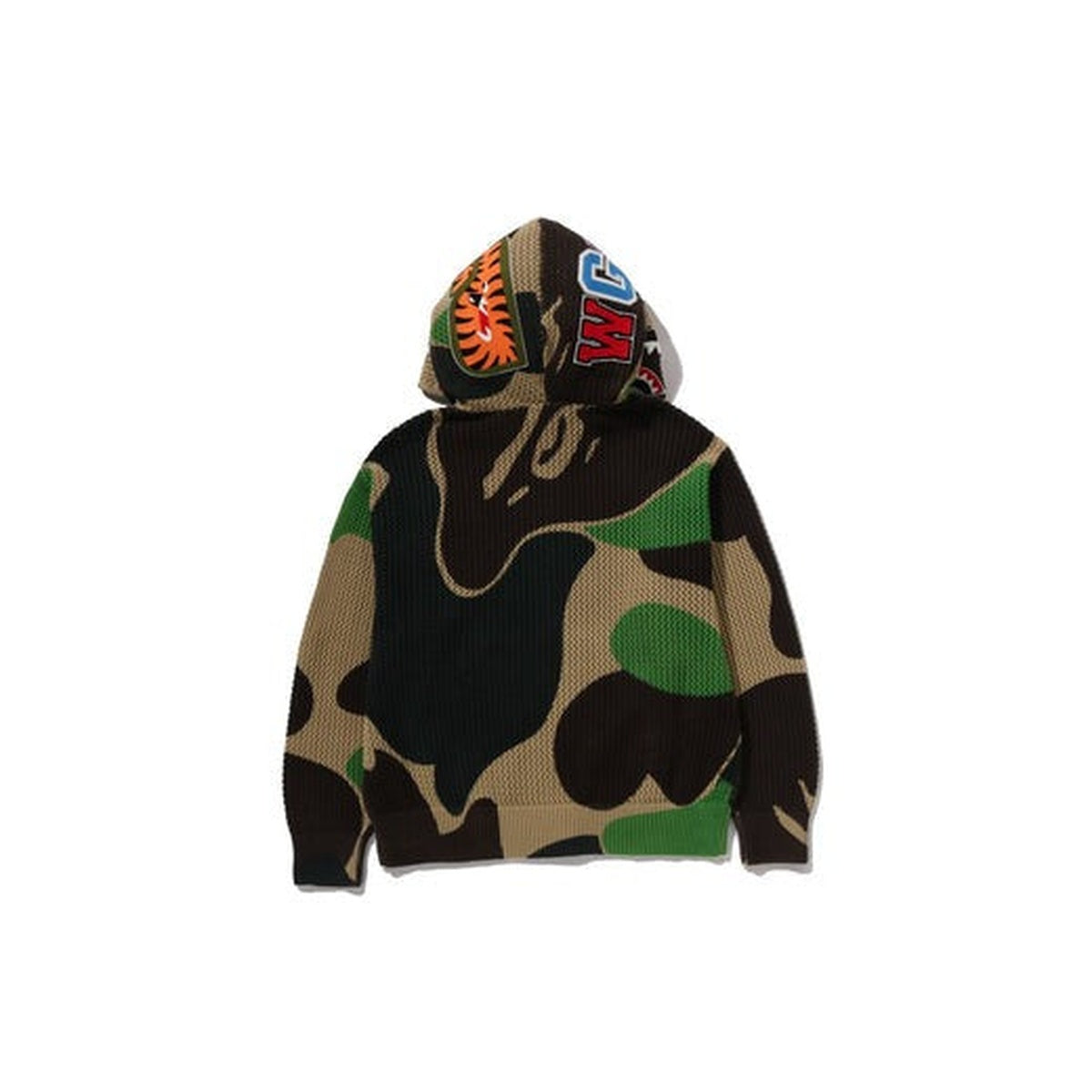 A BATHING APE BAPE ABC CAMO CROCHET SHARK RELAXED FIT FULL ZIP HOODIE GREEN