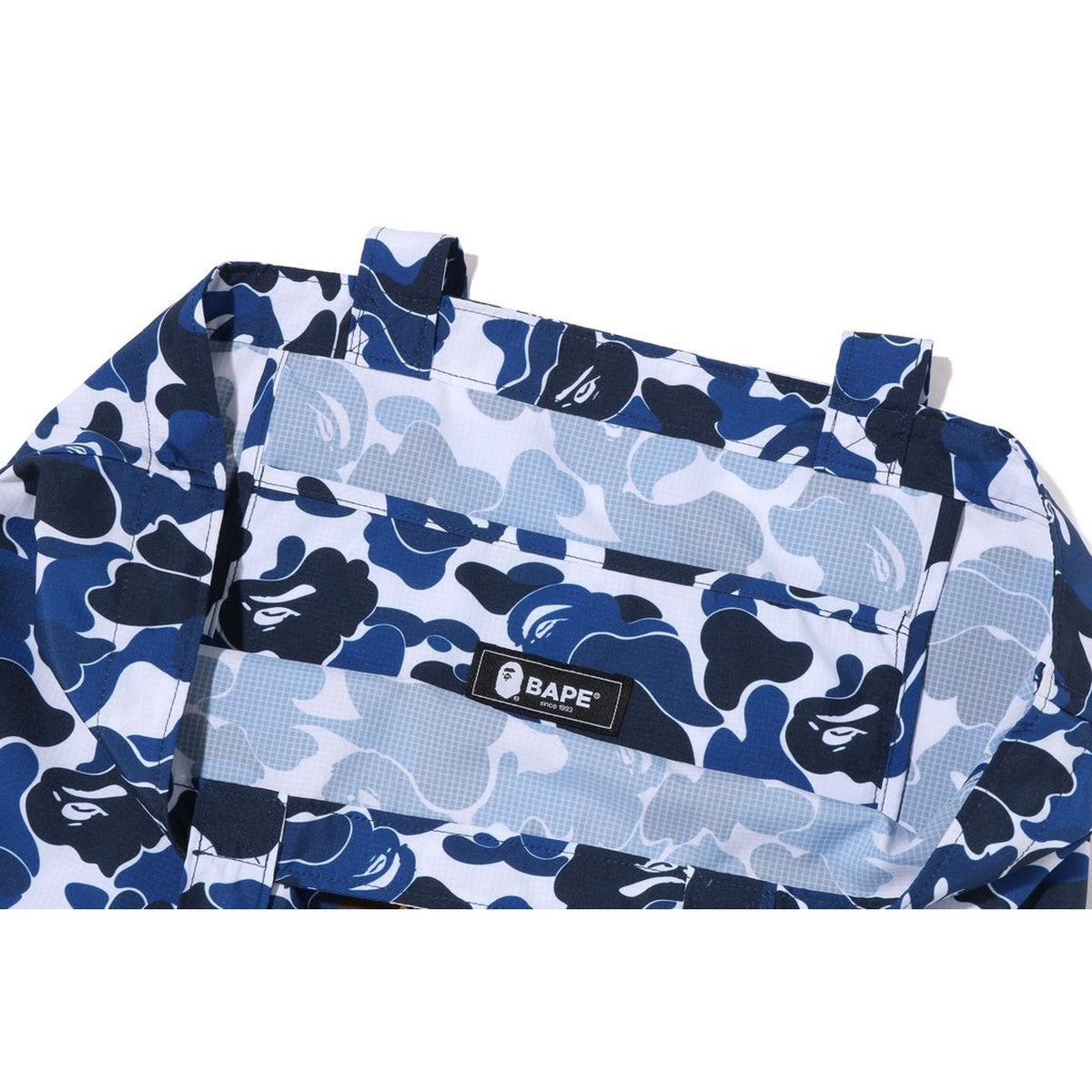 A BATHING APE BAPE CAMO GO APE POINTER COLLEGE TOTE BAG NAVY