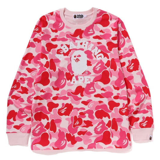 A BATHING APE BAPE ABC CAMO COLLEGE L/S TEE PINK