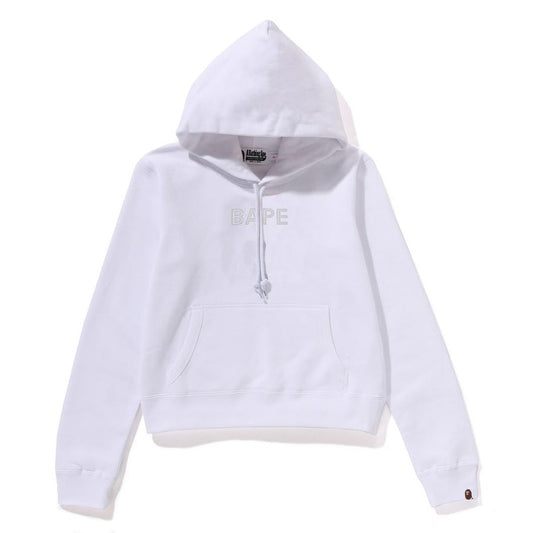A BATHING APE Ladies' CRYSTAL BAPE PULLOVER HOODIE WHITE