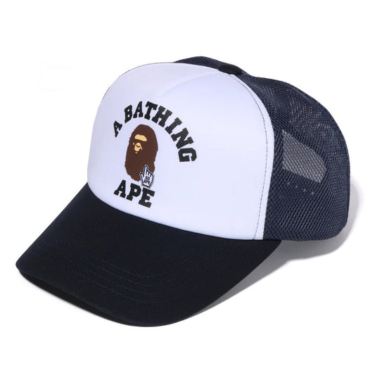 A BATHING APE BAPE ONLINE EXCLUSIVE GO APE POINTER COLLEGE MESH CAP NAVY