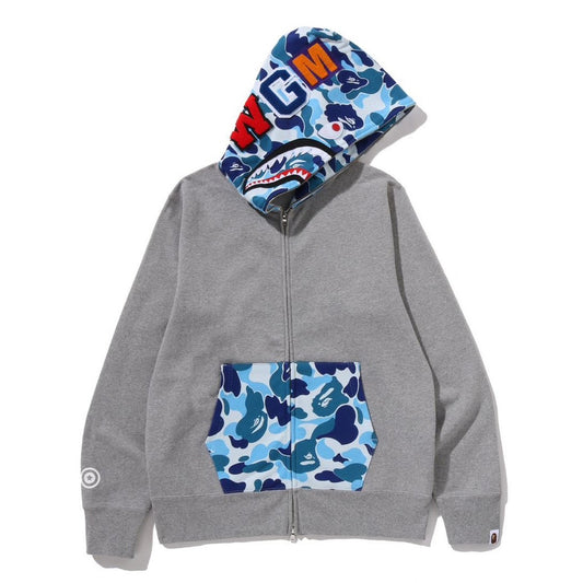 A BATHING APE BAPE ABC CAMO SHARK FULL ZIP HOODIE GRAY