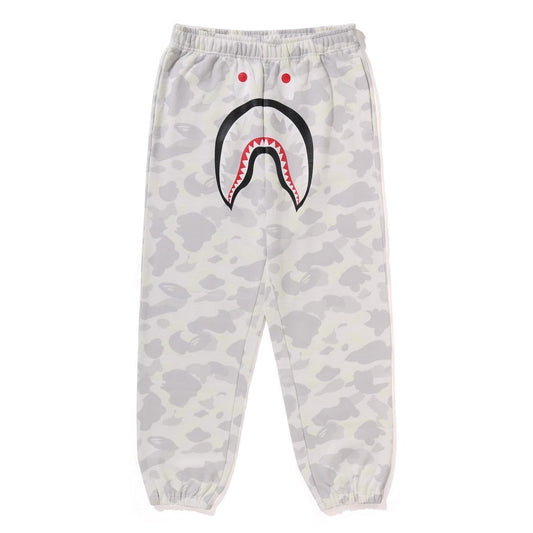 A BATHING APE BAPE CITY CAMO SHARK RELAXED FIT SWEAT PANTS WHITE