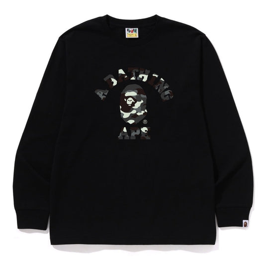 A BATHING APE BAPE CITY CAMO COLLEGE L/S TEE BLACK