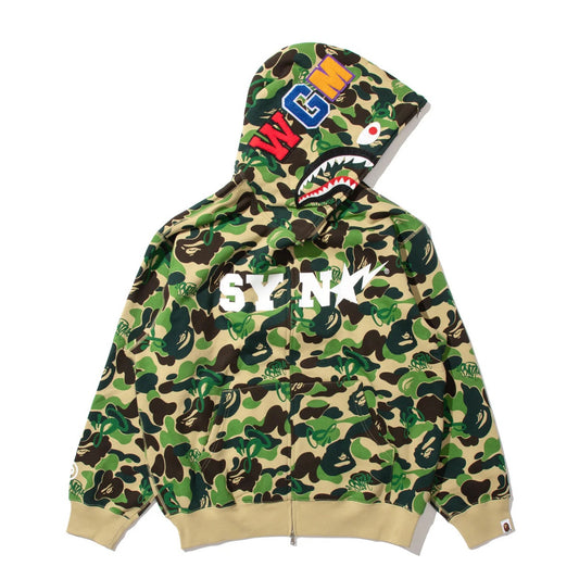 A BATHING APE BAPE SPOTIFY BY CENTRAL CEE CAMO SHARK FULL ZIP HOODIE GREEN