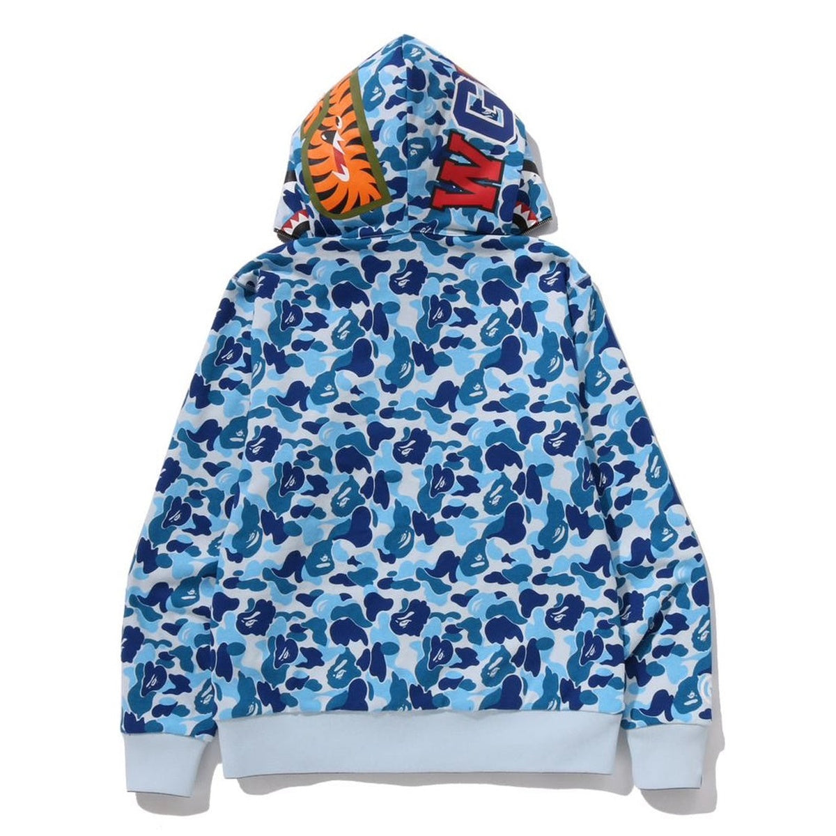 A BATHING APE BAPE ABC CAMO REVERSIBLE SHARK FULL ZIP HOODIE BLUE