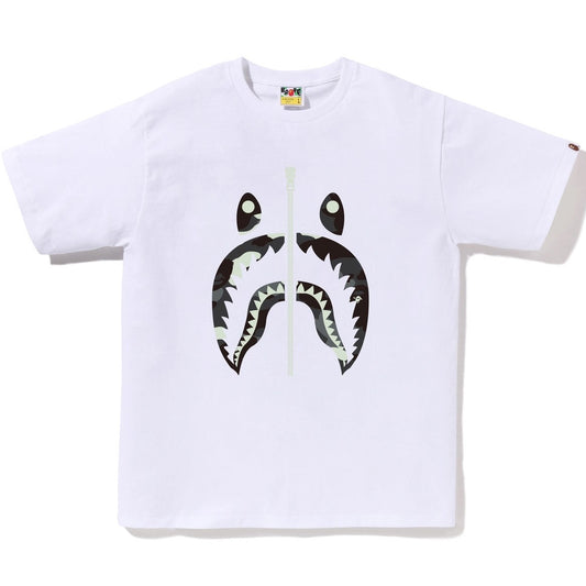 A BATHING APE BAPE CITY CAMO SHARK TEE WHITE