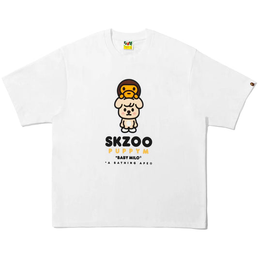 A BATHING APE BAPE STRAYKIDS PUPPYM BABY MILO TEE WHITE