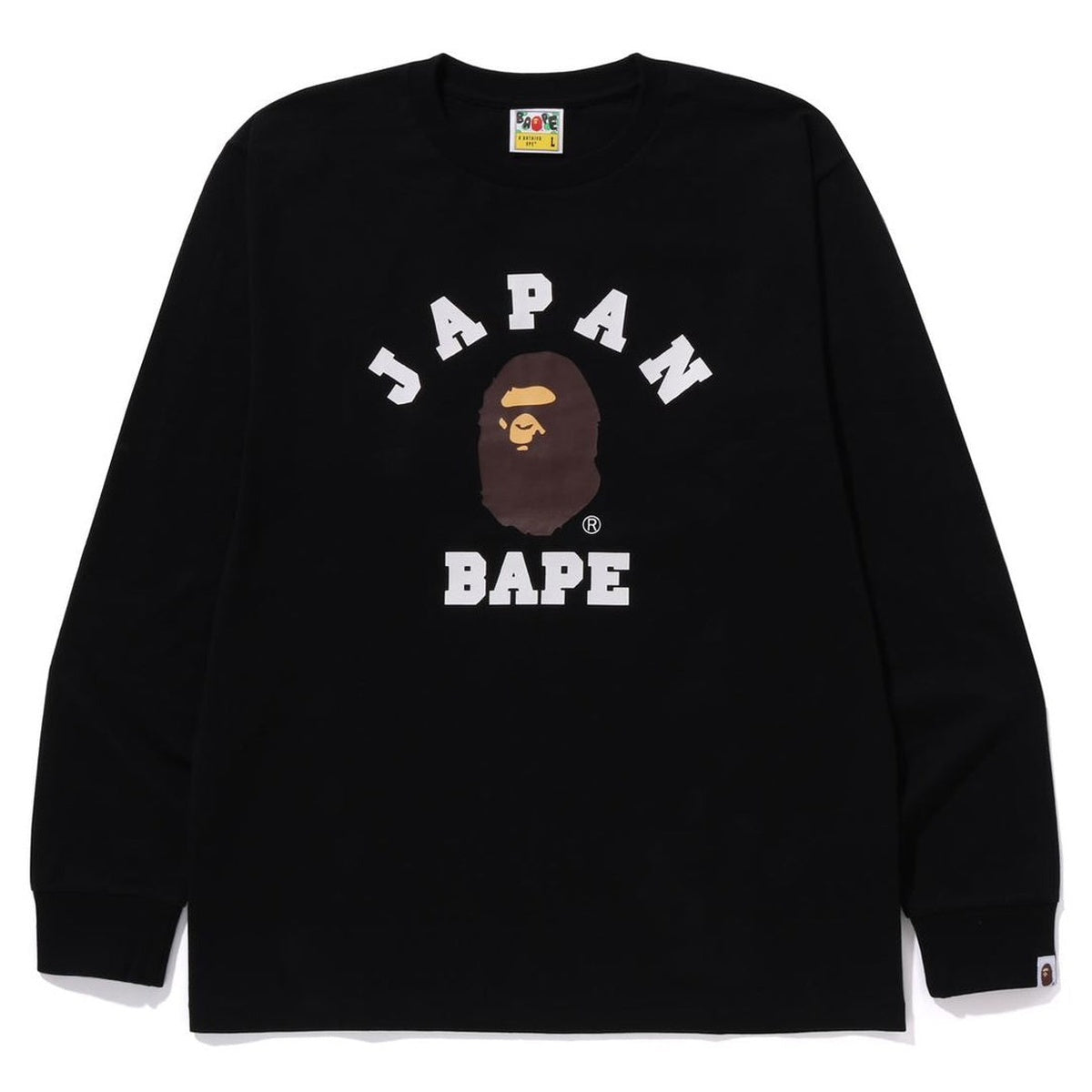 A BATHING APE BAPE JAPAN COLLEGE CITY L/S TEE BLACK