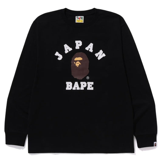 A BATHING APE BAPE JAPAN COLLEGE CITY L/S TEE BLACK