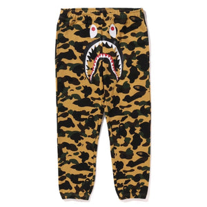 A BATHING APE BAPE 1ST CAMO SHARK SWEAT PANTS YELLOW