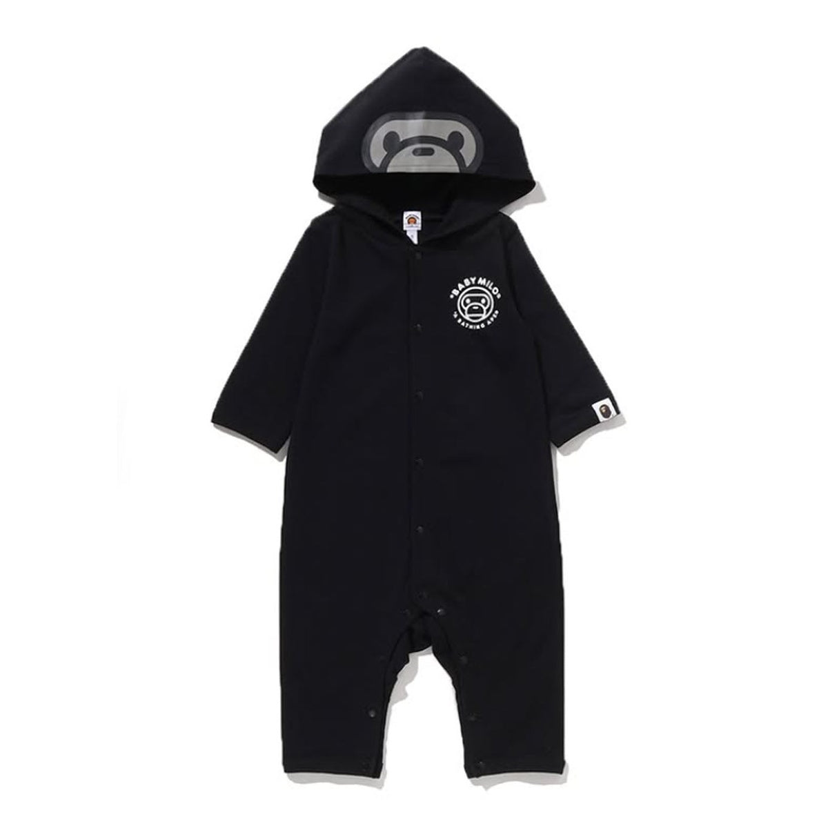 A BATHING APE BAPE KIDS BABY MILO HOODIE ROMPERS BLACK