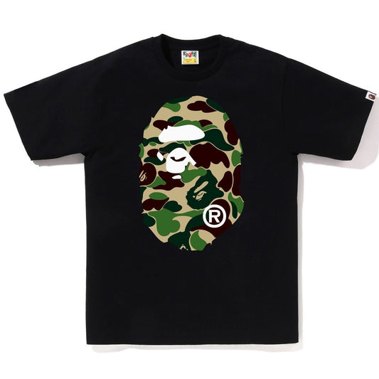 A BATHING APE BAPE ABC CAMO BIG APE HEAD TEE BLACK GREEN
