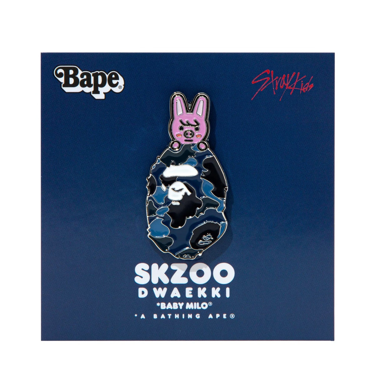 A BATHING APE BAPE STRAYKIDS DWAEKKI METAL PIN BLUE