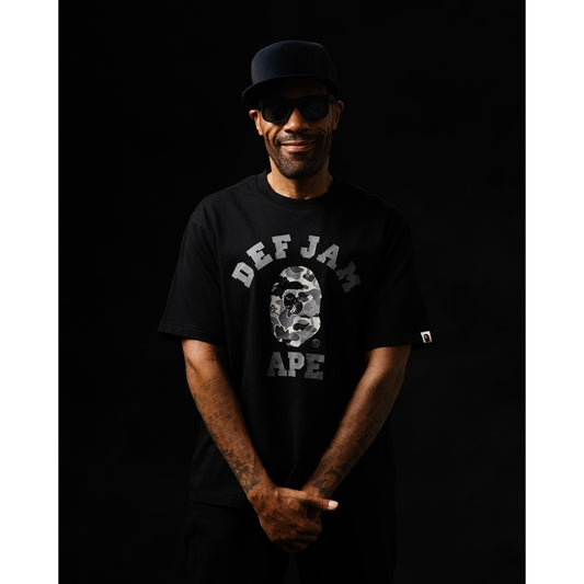 A BATHING APE BAPE DEF JAM CAMO COLLEGE RELAXED FIT TEE BLACK