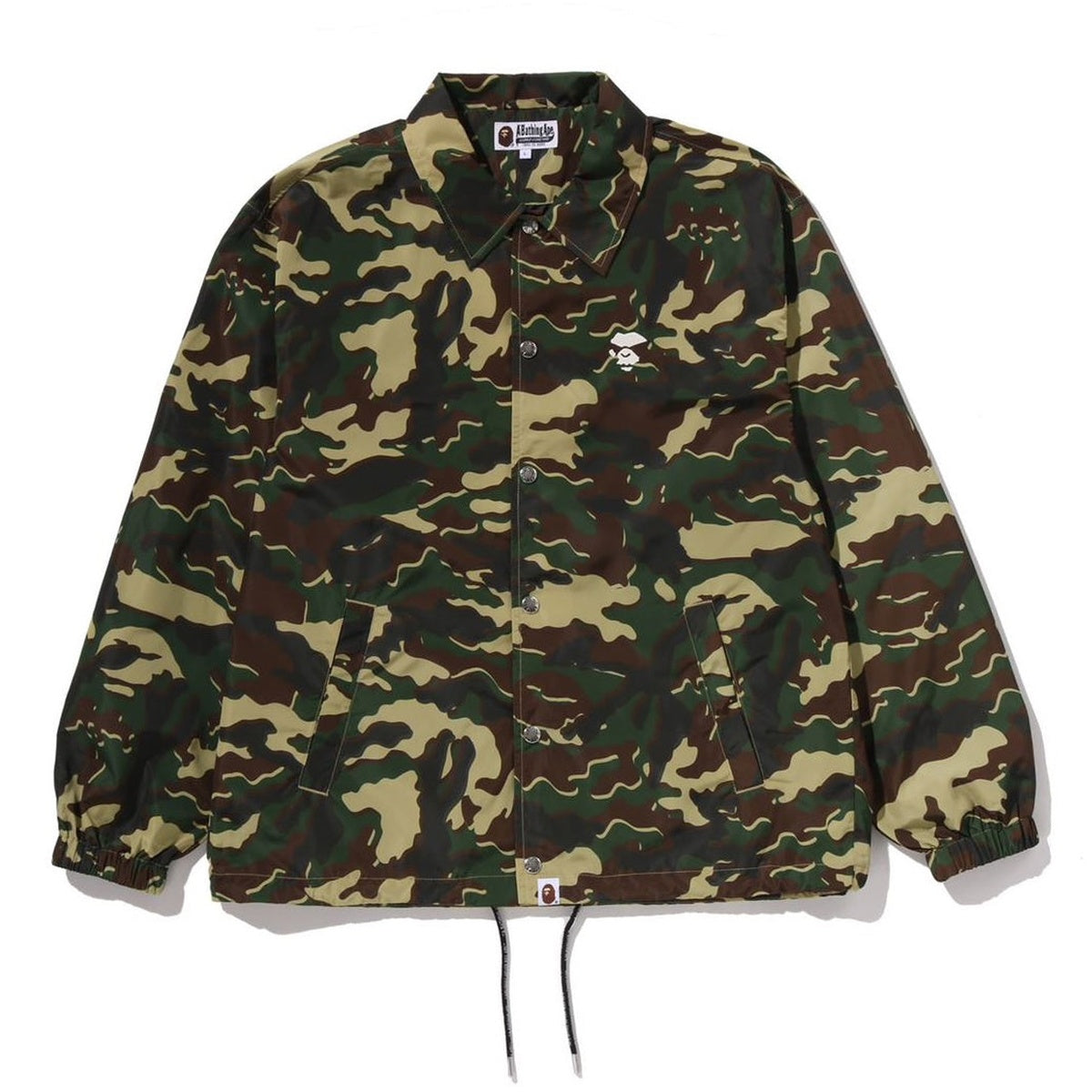 A BATHING APE BAPE GLITCH WOODLAND CAMO COACH JACKET GREEN