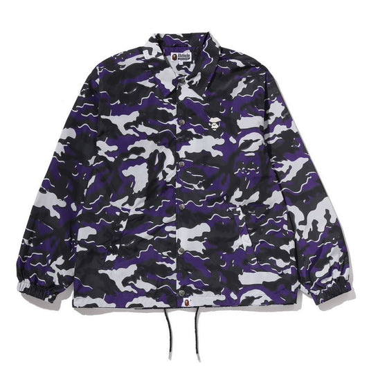 A BATHING APE BAPE GLITCH WOODLAND CAMO COACH JACKET PURPLE