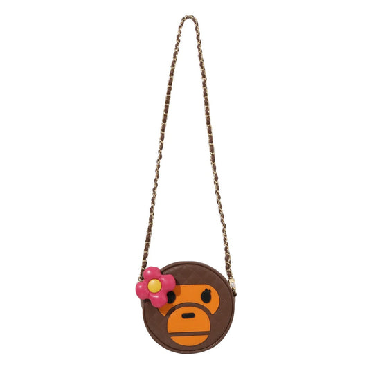 A BATHING APE BAPE LADIES' BABY LISA QUILTING SHOULDER BAG BROWN