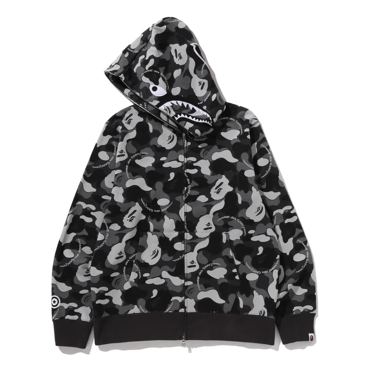 A BATHING APE BAPE COMME des GARÇONS CDG OSAKA SHARK FULL ZIP HOODIE BLACK
