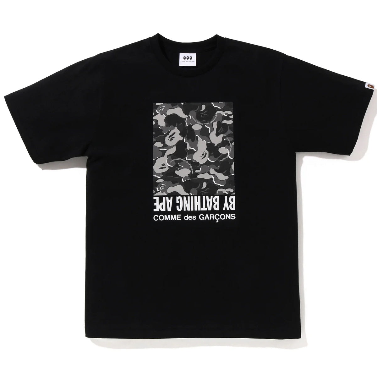 A BATHING APE BAPE COMME des GARCONS CDG OSAKA CAMO BOX TEE BLACK