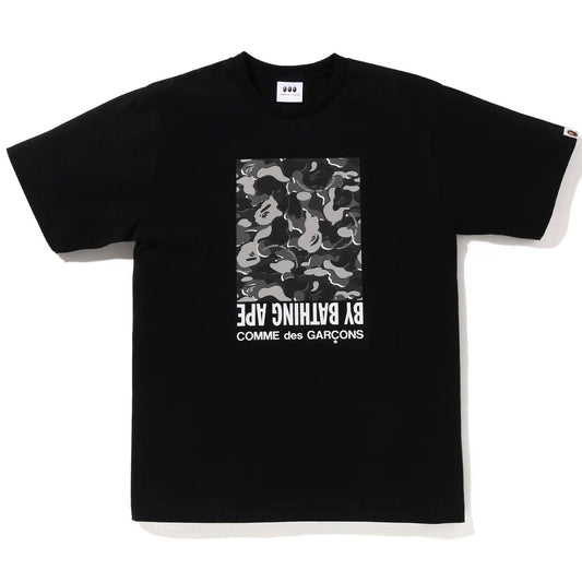 A BATHING APE BAPE COMME des GARCONS CDG OSAKA CAMO BOX TEE BLACK