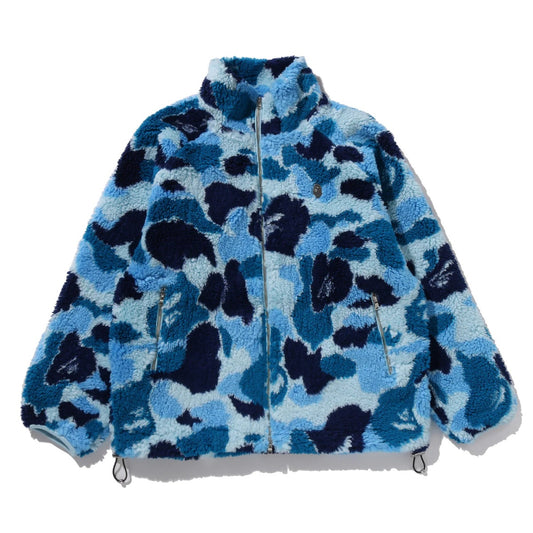 A BATHING APE BAPE ABC CAMO METAL ONE POINT BOA JACKET BLUE
