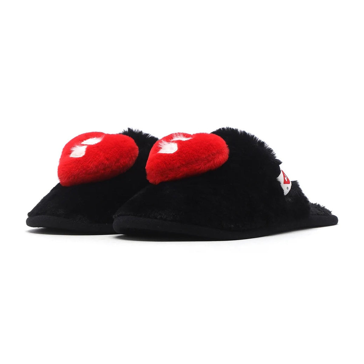 A BATHING APE BAPE APEE HEART FURRY SLIPPER BLACK