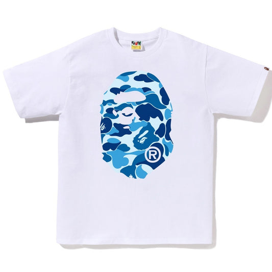 A BATHING APE BAPE ABC CAMO BIG APE HEAD TEE WHITE BLUE