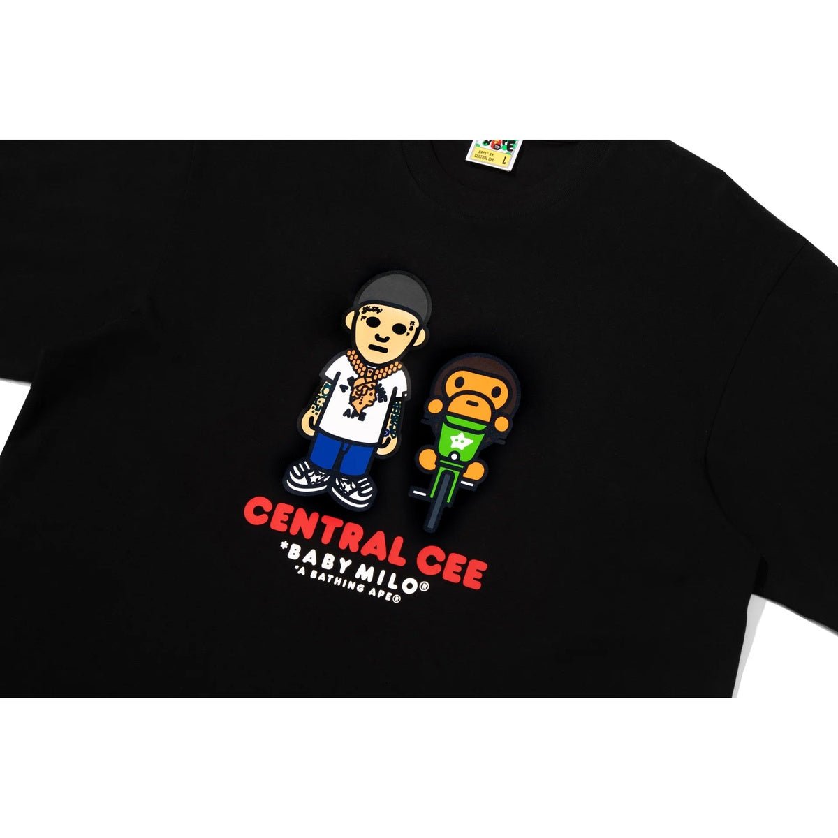 A BATHING APE BAPE SPOTIFY BY CENTRAL CEE BABY MILO RELAXED FIT TEE BLACK