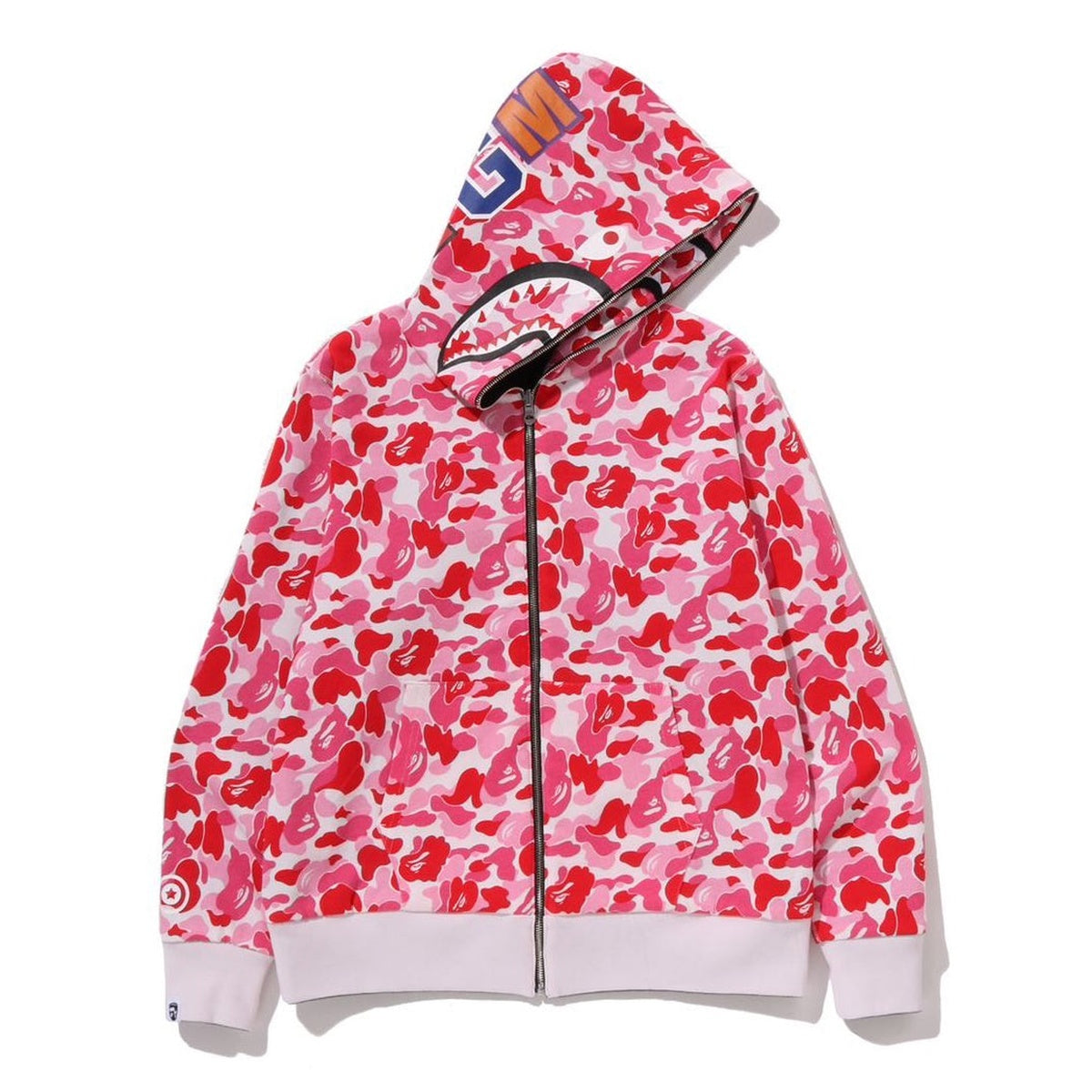 A BATHING APE BAPE ABC CAMO REVERSIBLE SHARK FULL ZIP HOODIE PINK