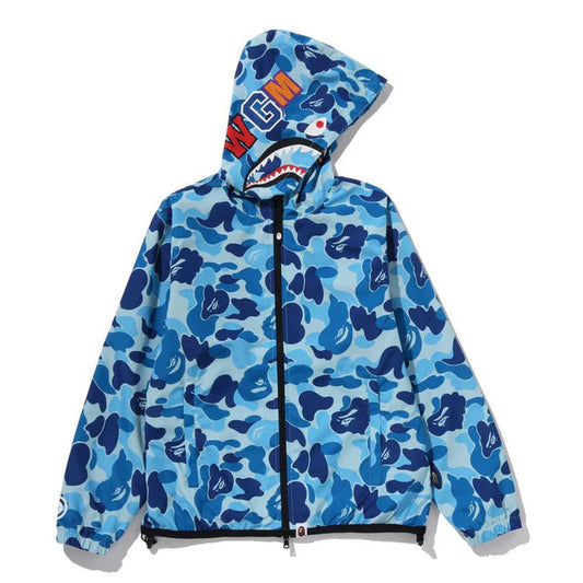 A BATHING APE BAPE Ladies' ABC CAMO SHARK HOODIE JACKET BLUE